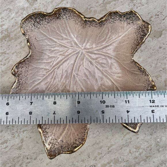 California Originals Pink Luster & Gold Leaf-Shaped Ceramic Chip & Dip Set MCM - Picture 11 of 12